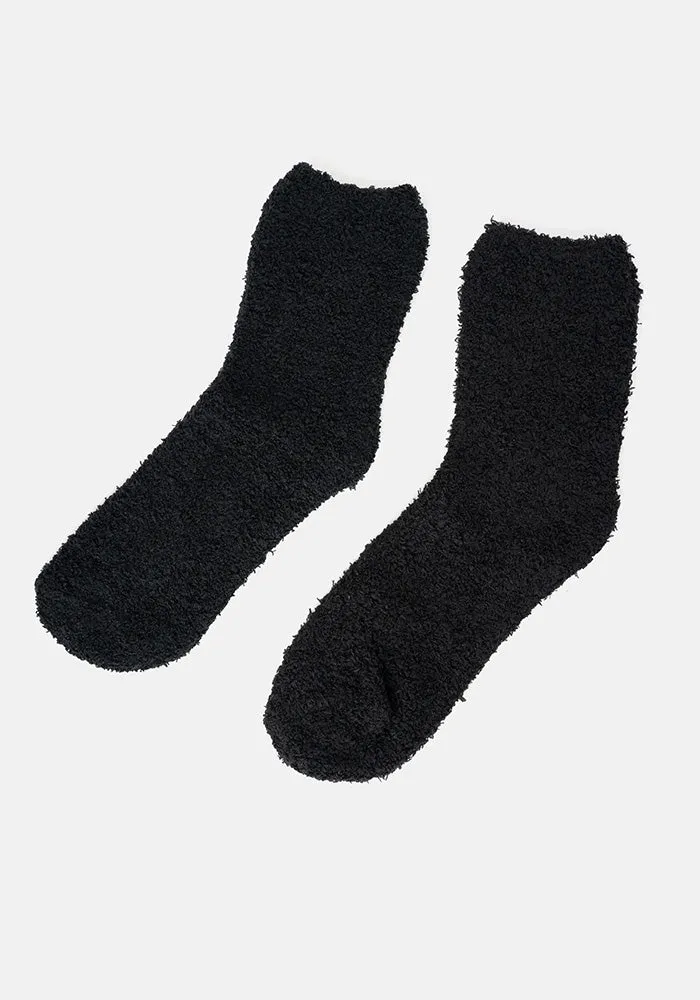 Black Fluffy Socks