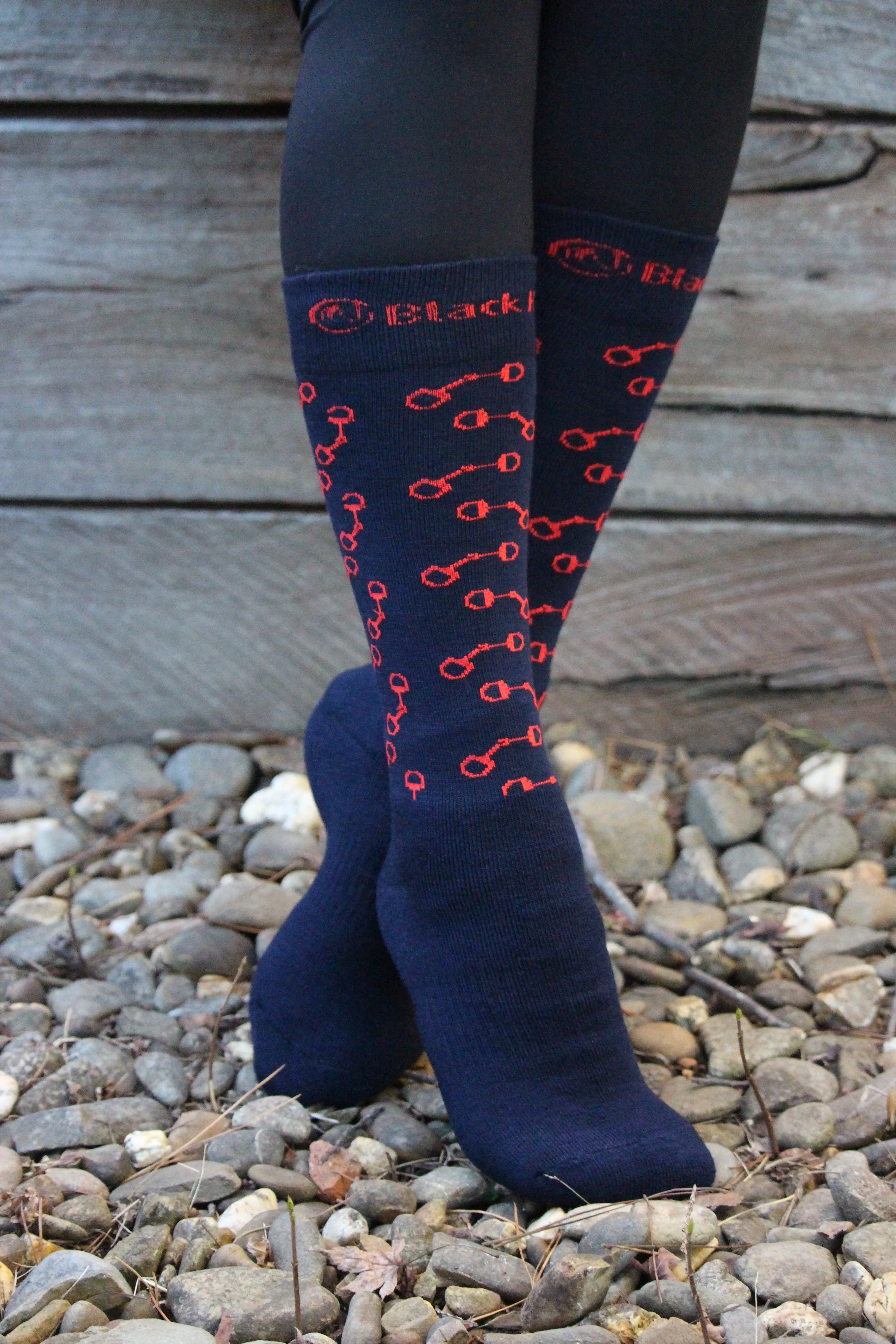 Black Horse Wool Socks - Navy/Red Bits