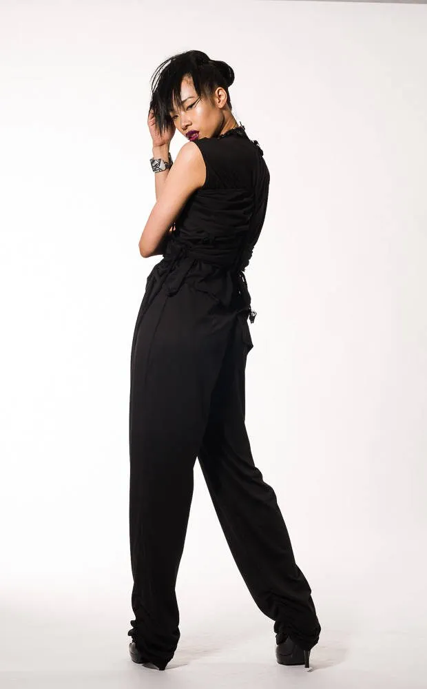 Black Jersey Two Piece Outfit Trousers Top