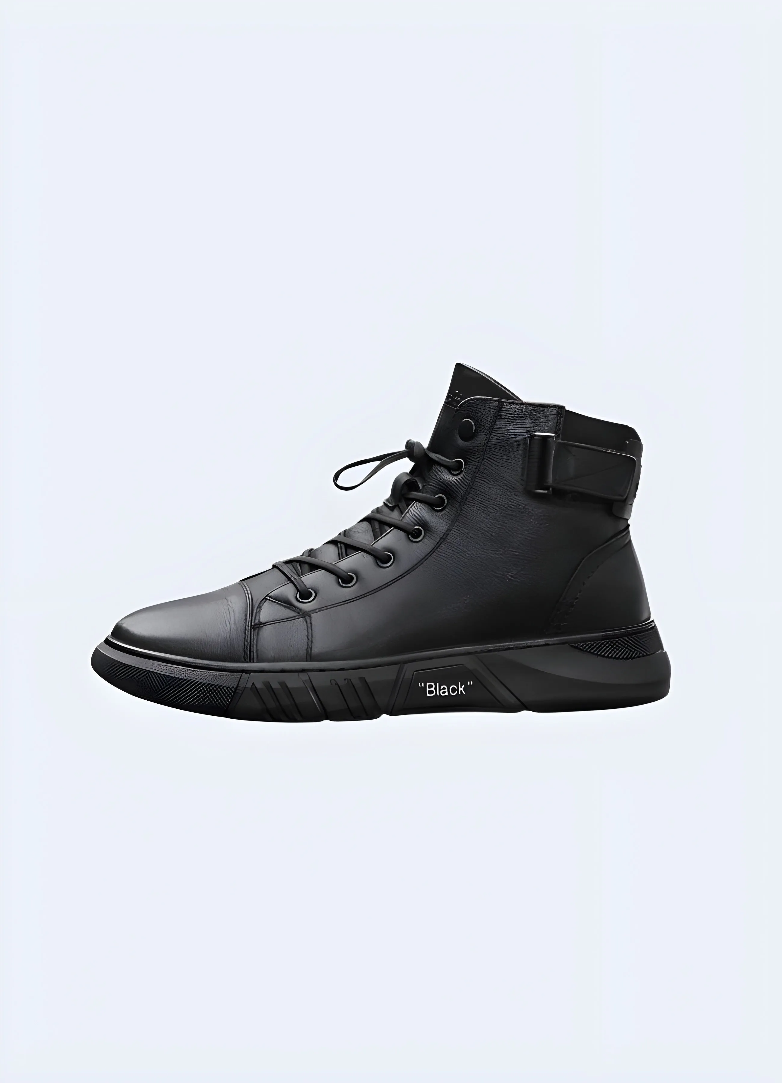 Black Leather High Top Sneakers