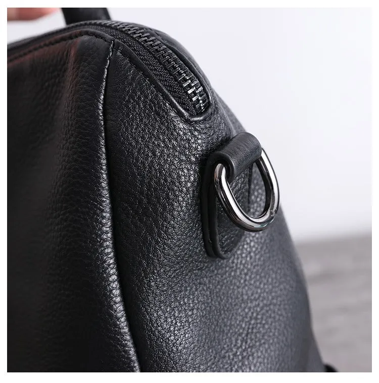 Black Leather School Backpack Womens Cute College Backpack Purse Black Leather Travel Rucksack for Ladies