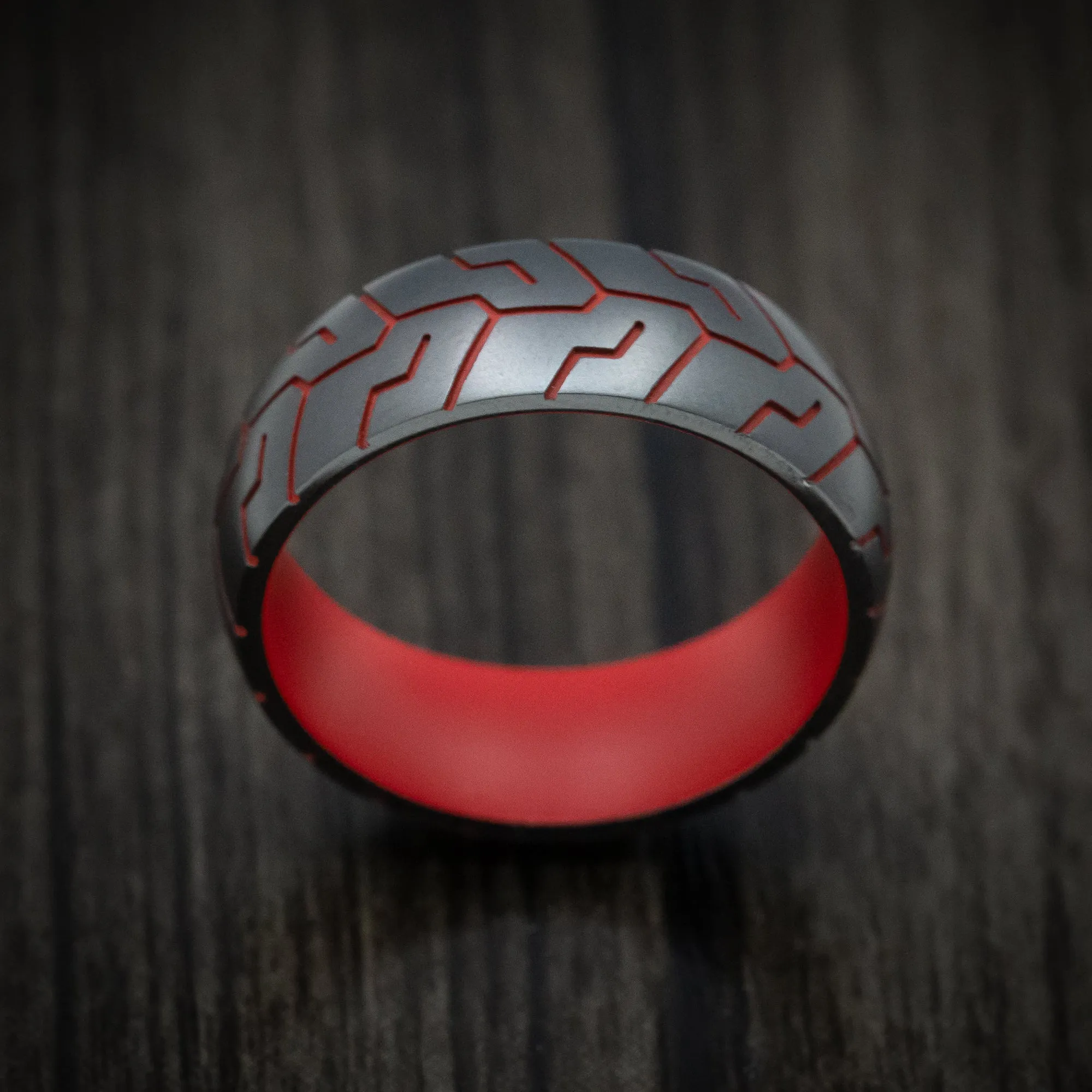 Black Titanium and Cerakote Tire Tread Men's Ring Custom Made