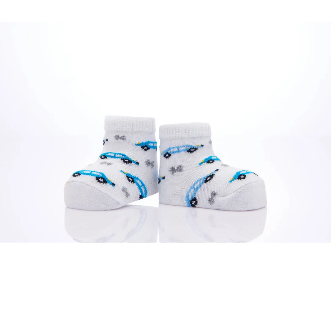 Blue 3pc Car Print Cotton Socks Set