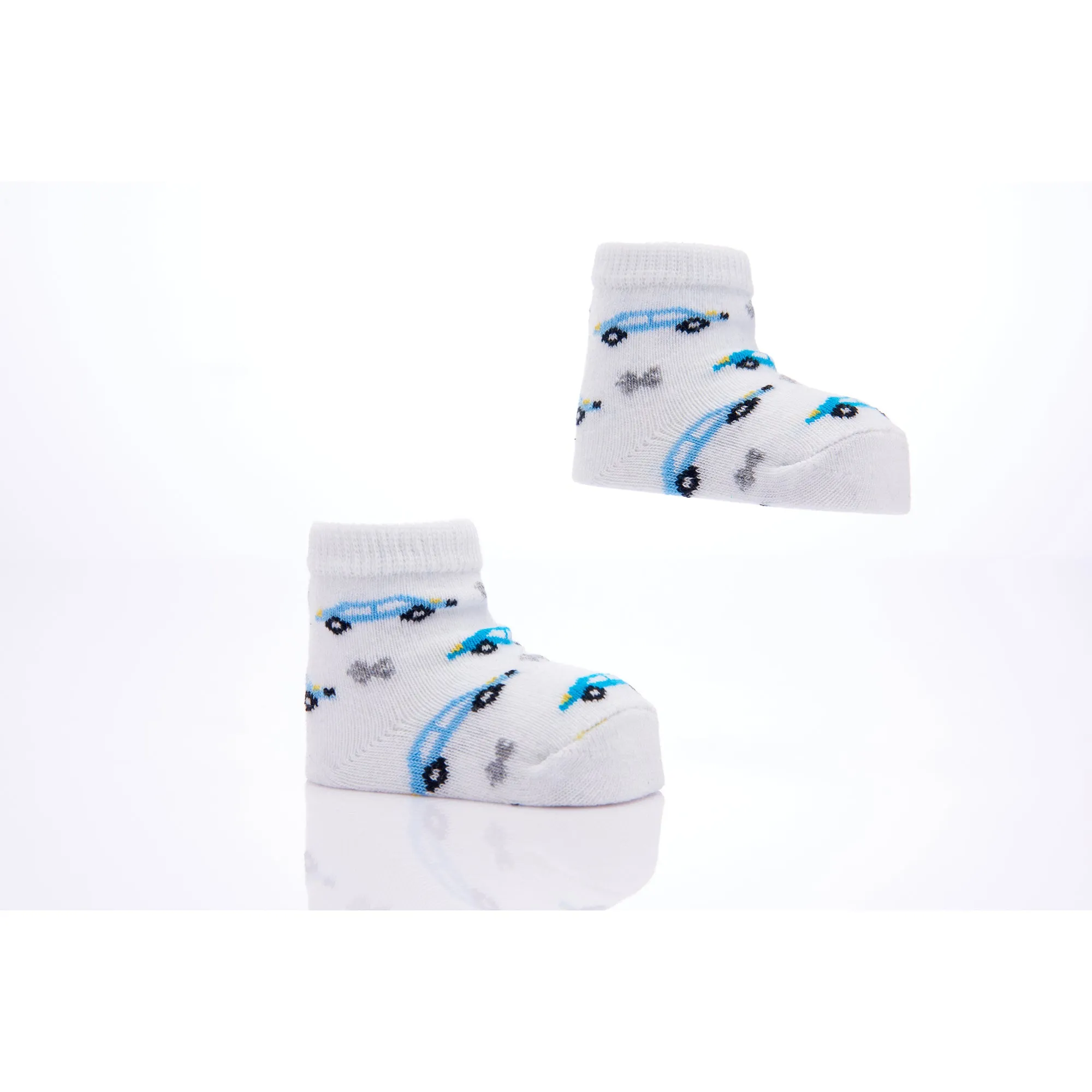 Blue 3pc Car Print Cotton Socks Set