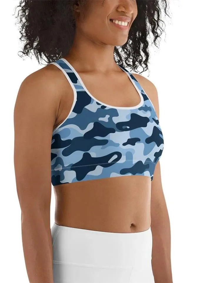 Blue Camo Sports Bra