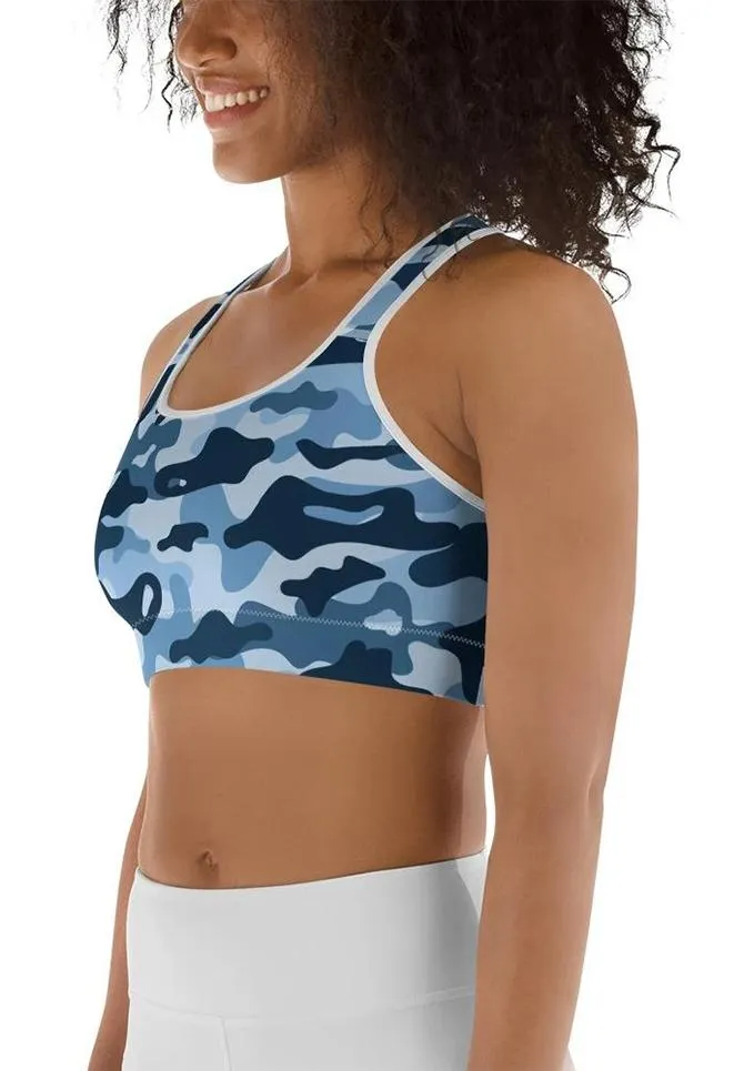 Blue Camo Sports Bra