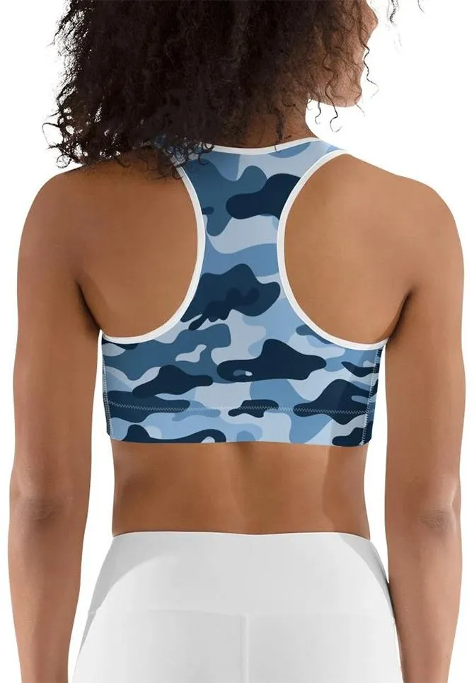 Blue Camo Sports Bra