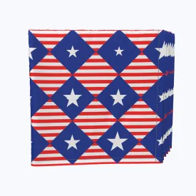 Blue Diamonds in Red Stripes Napkins