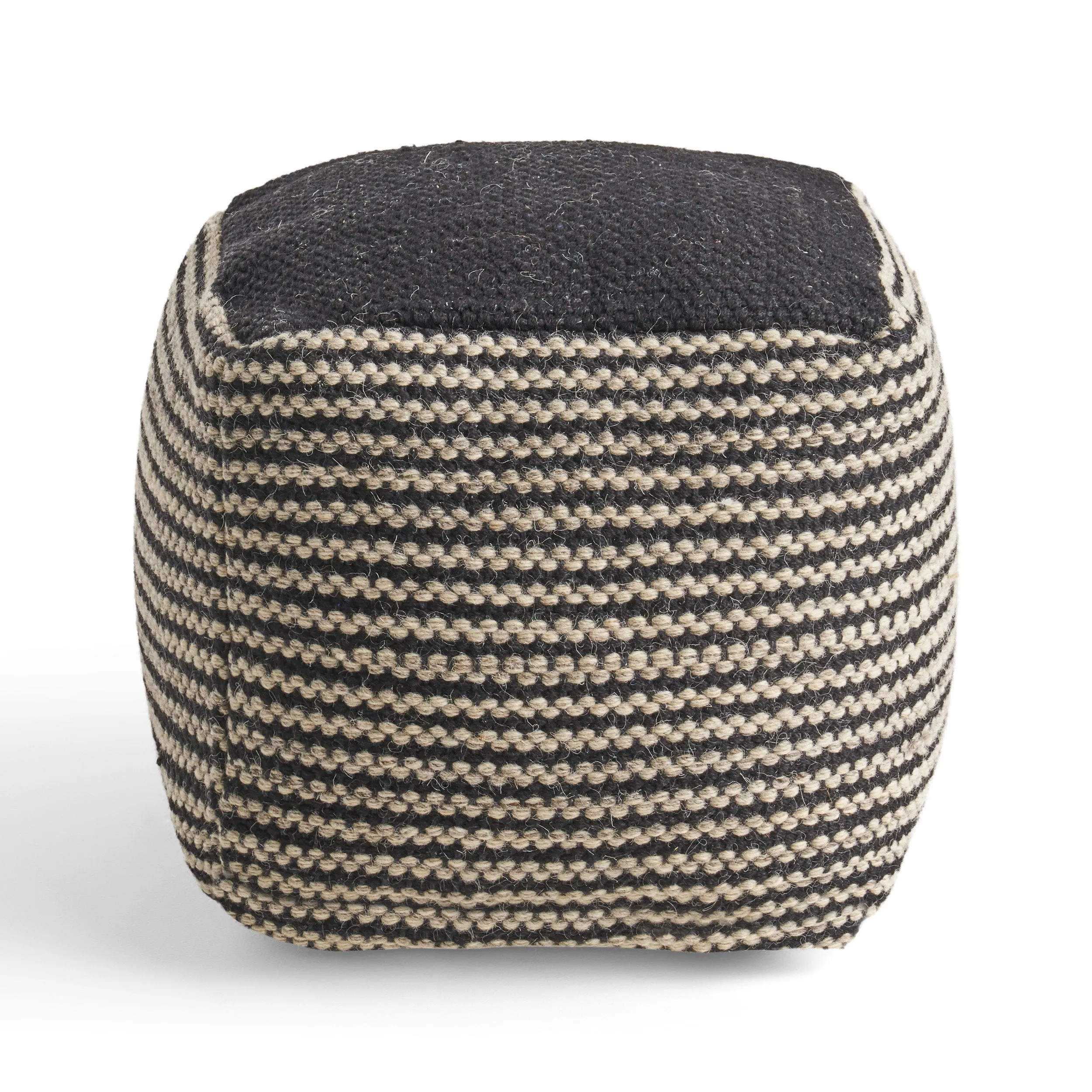 Boho Wool and Cotton Ottoman Pouf - NH623903