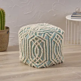 Boho Wool and Cotton Ottoman Pouf - NH813903