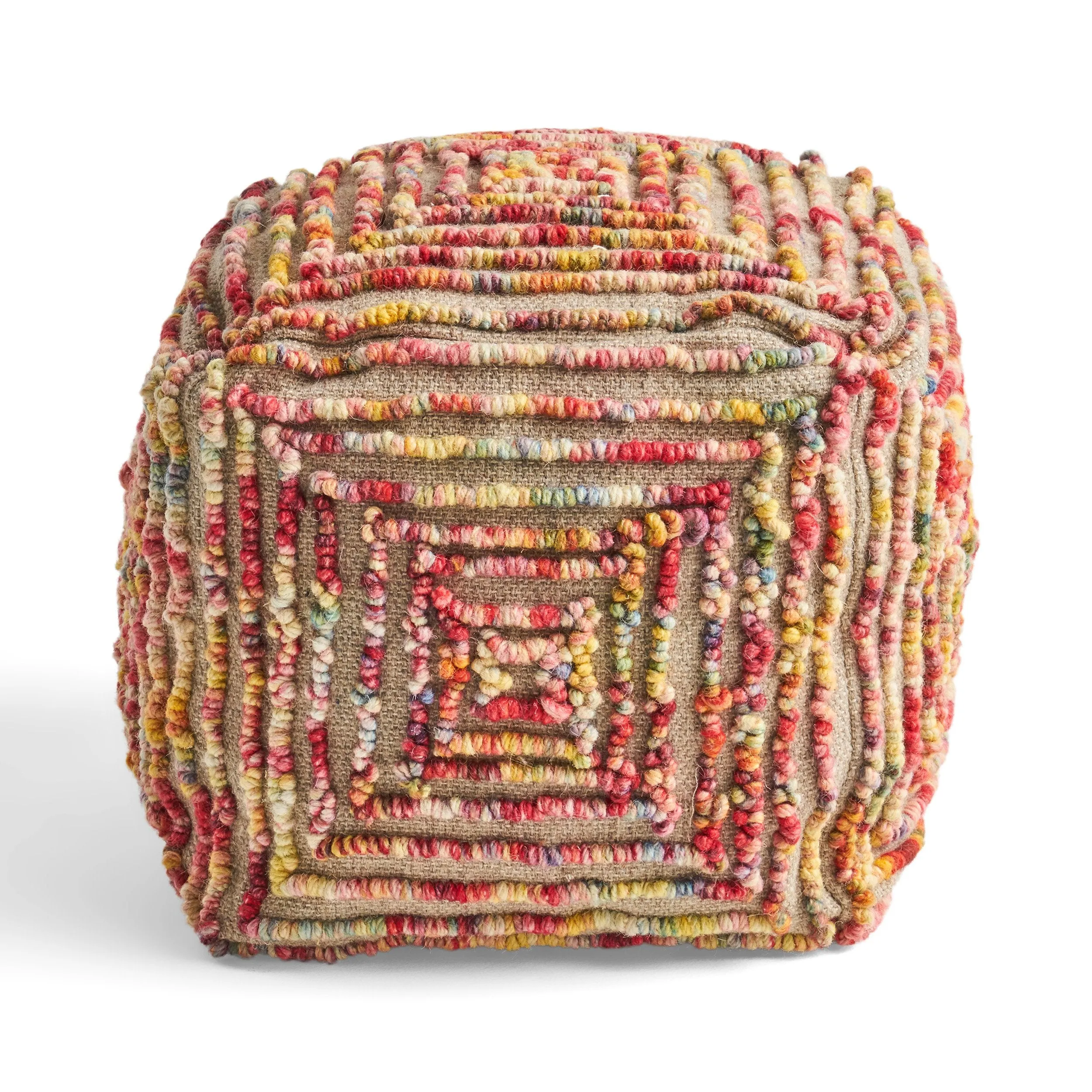 Boho Wool Ottoman Pouf - NH233903