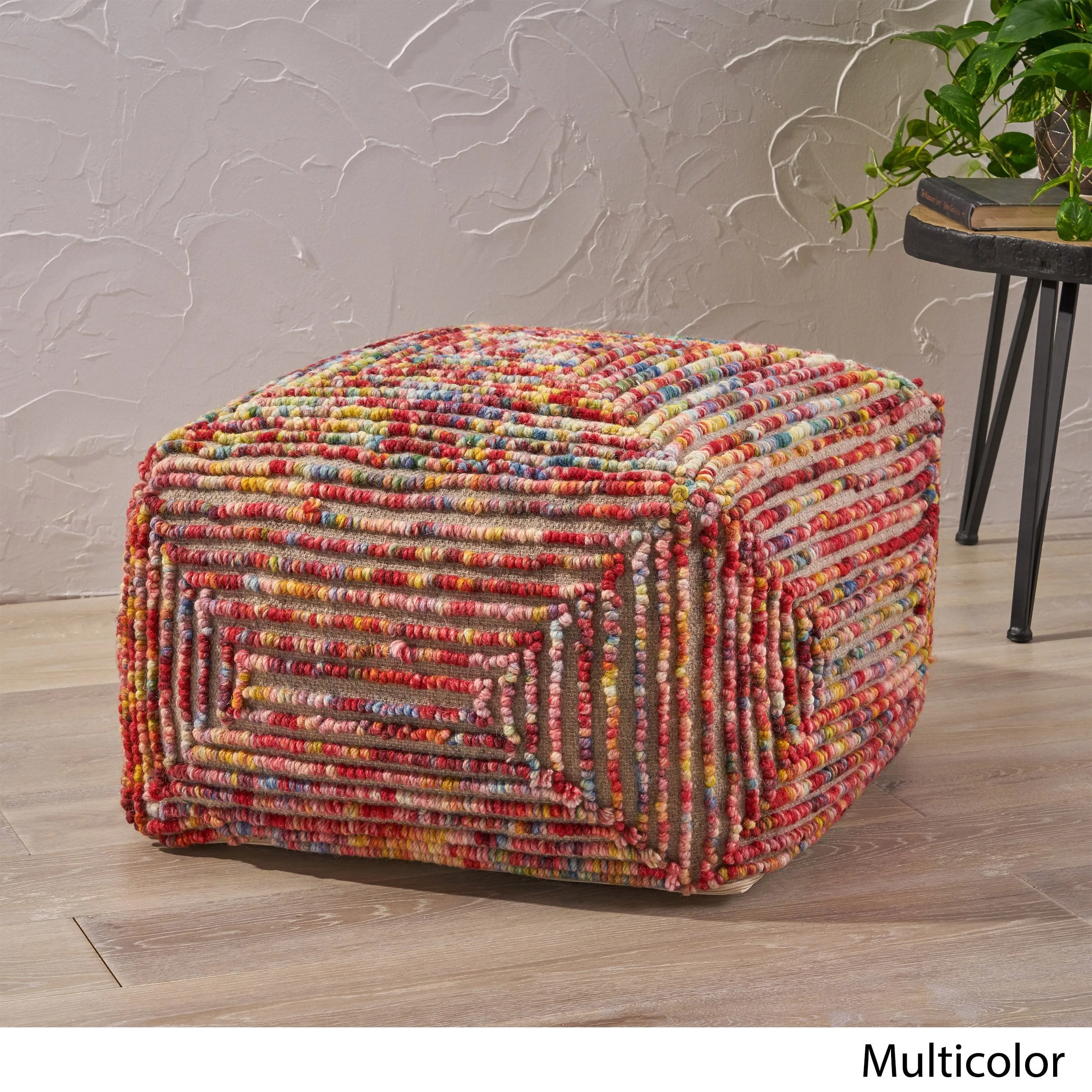 Boho Wool Ottoman Pouf - NH233903