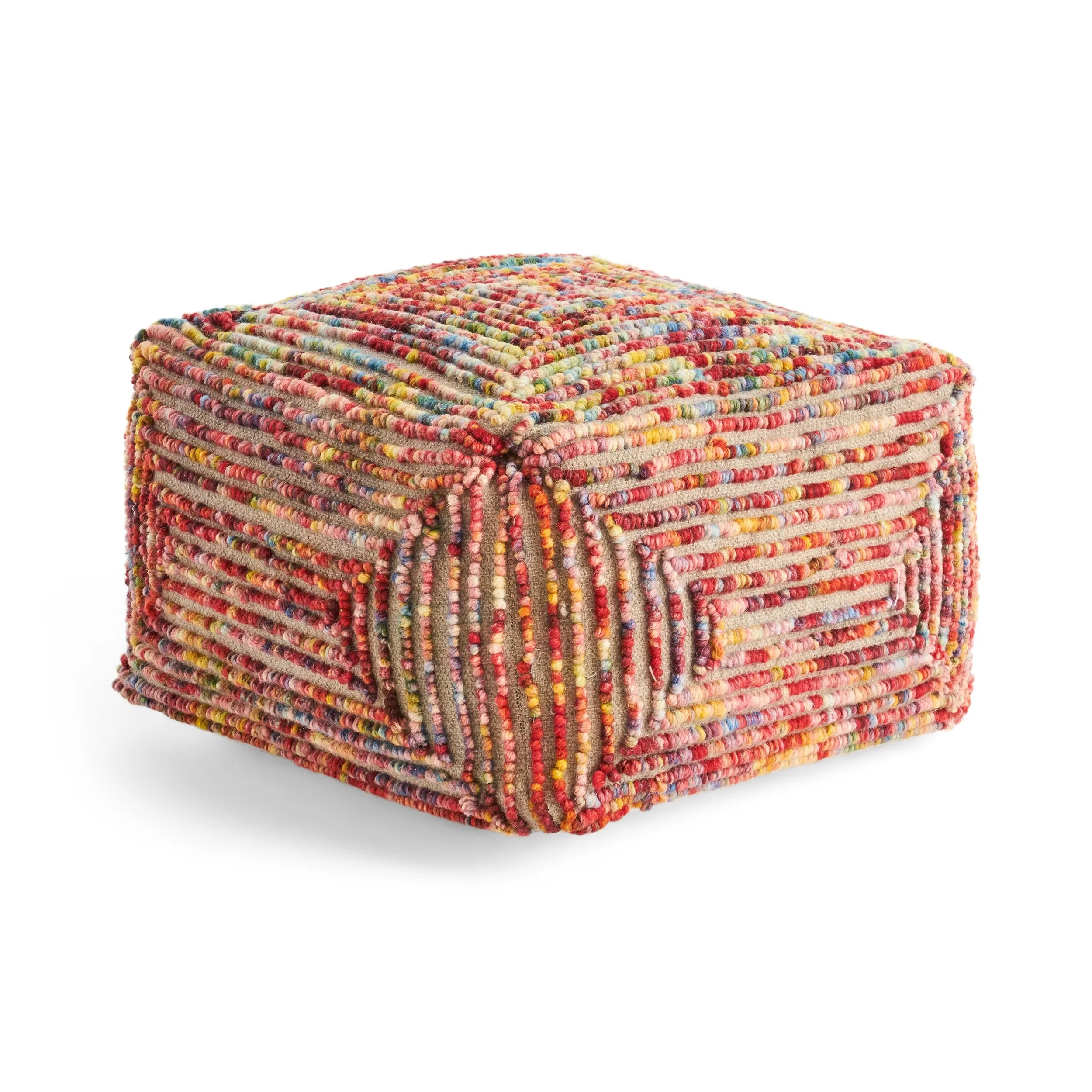 Boho Wool Ottoman Pouf - NH233903