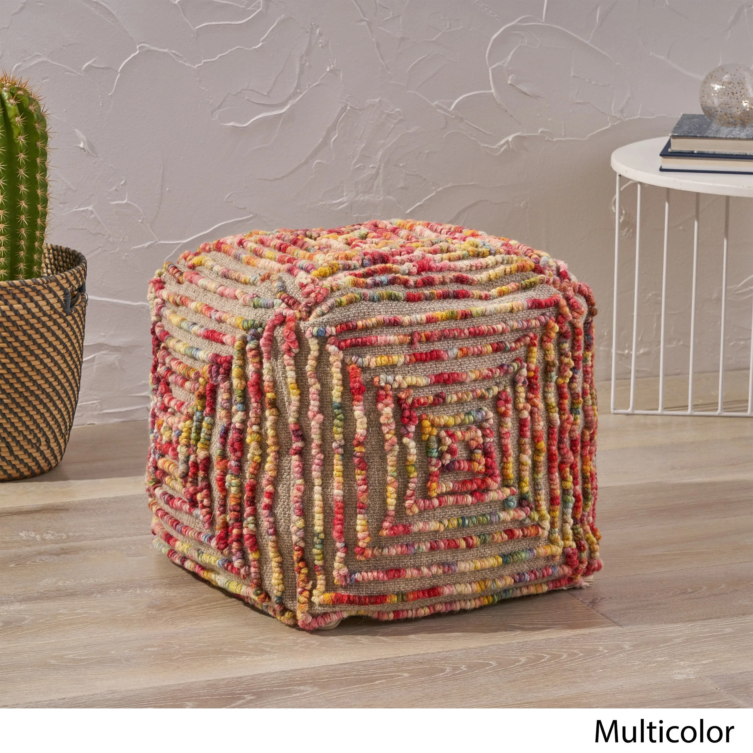 Boho Wool Ottoman Pouf - NH233903