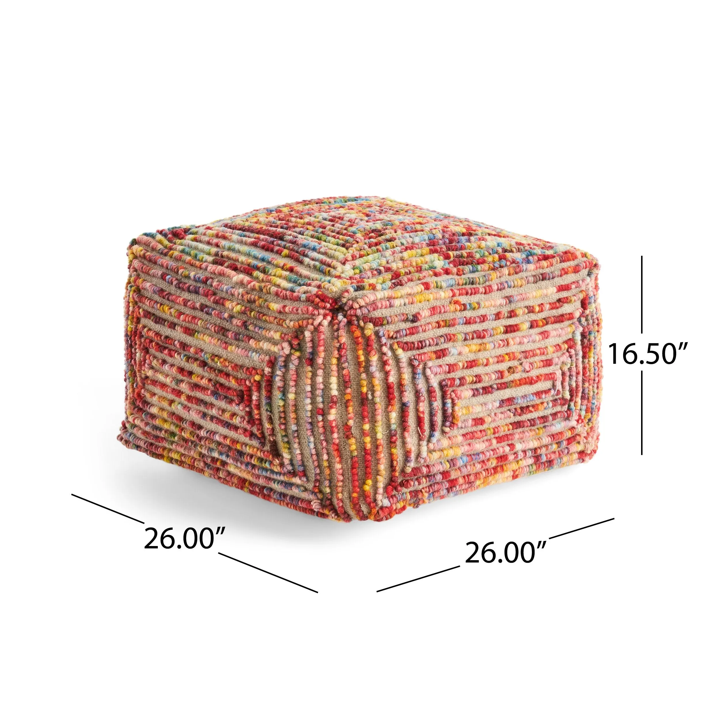 Boho Wool Ottoman Pouf - NH233903