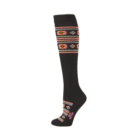 Boot Doctor Women's Black Southwest Neon Over The Calf Boot Socks- 1 Pair