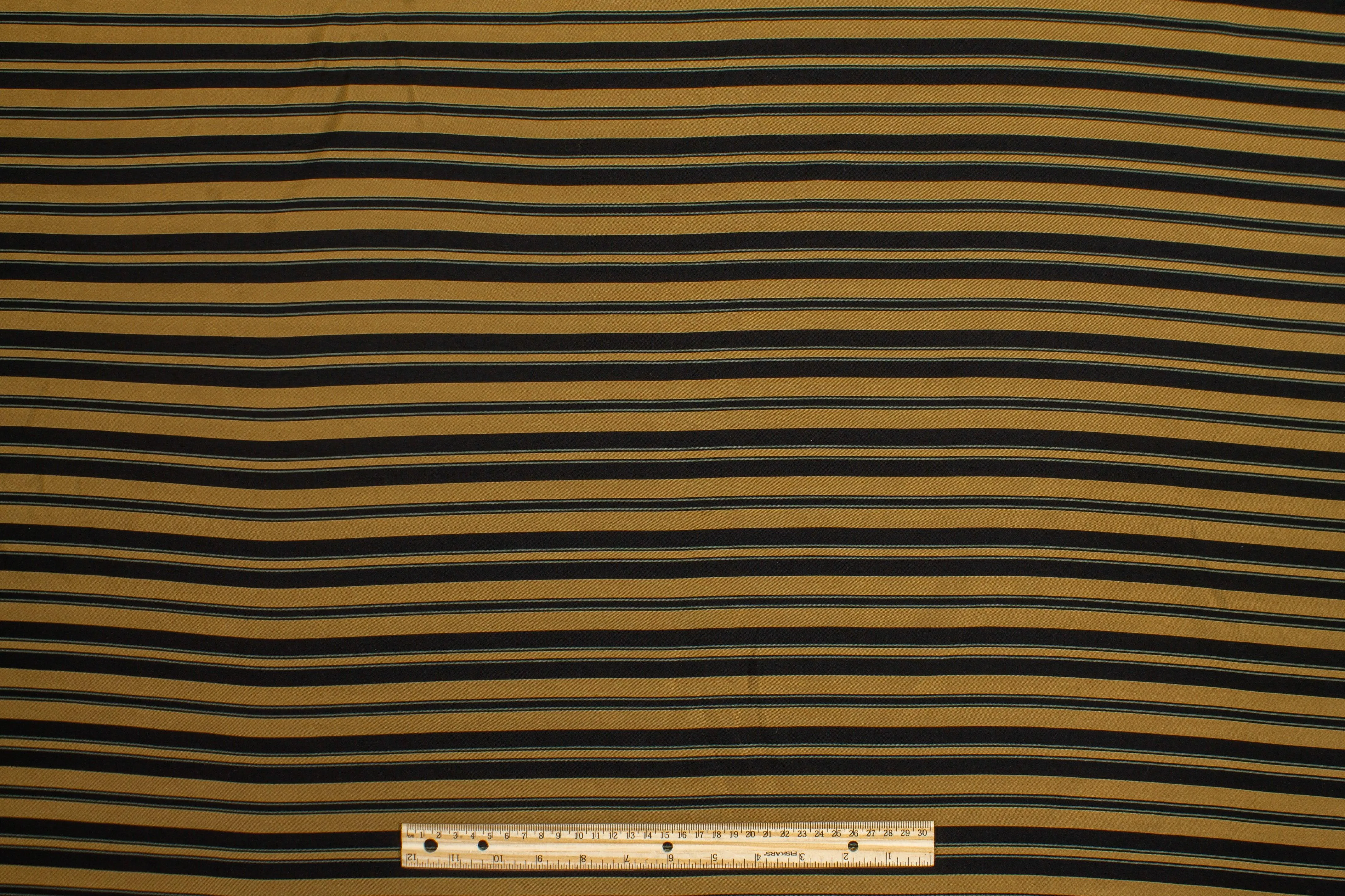 Brown and Black Striped Cotton Twill Shirting