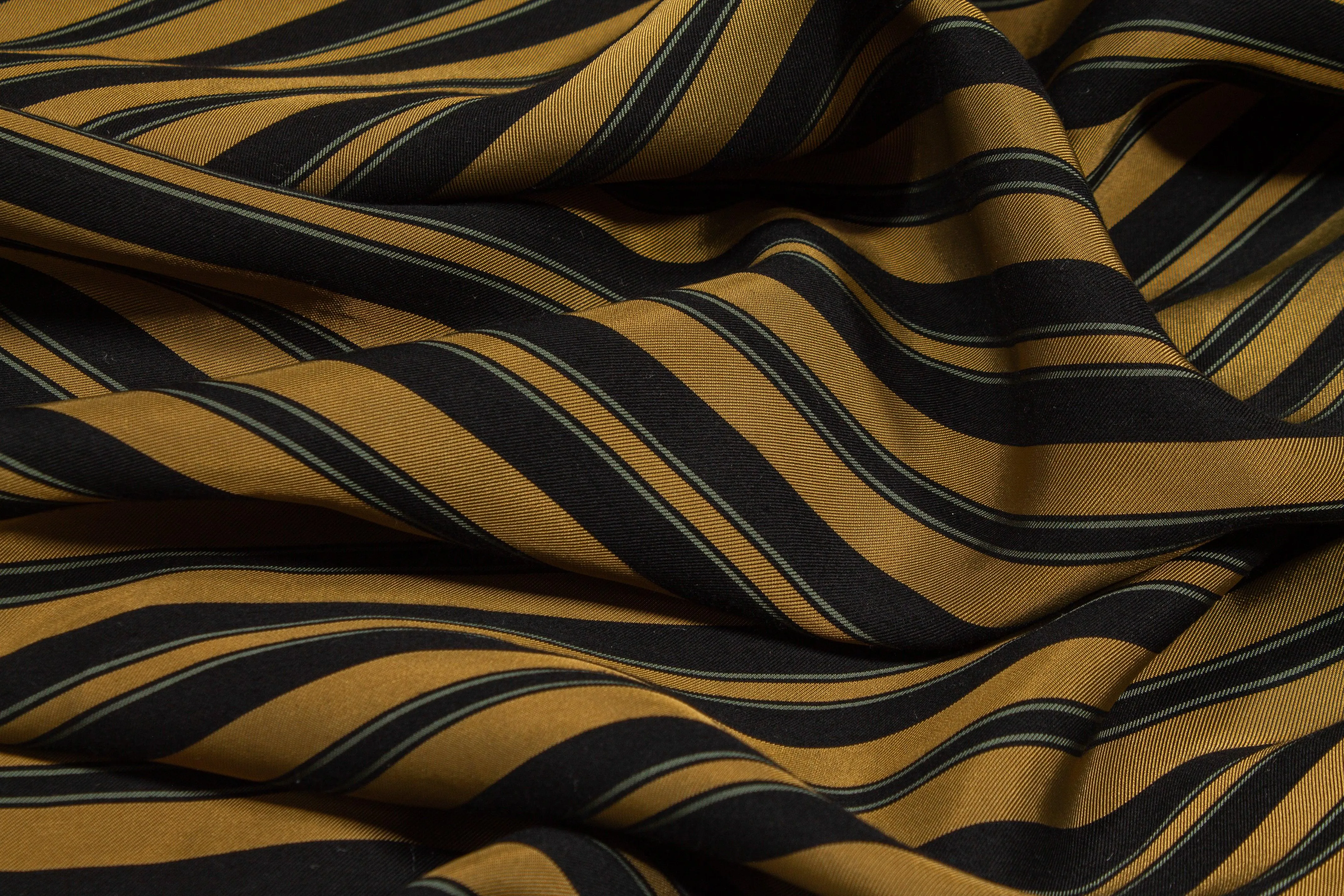 Brown and Black Striped Cotton Twill Shirting