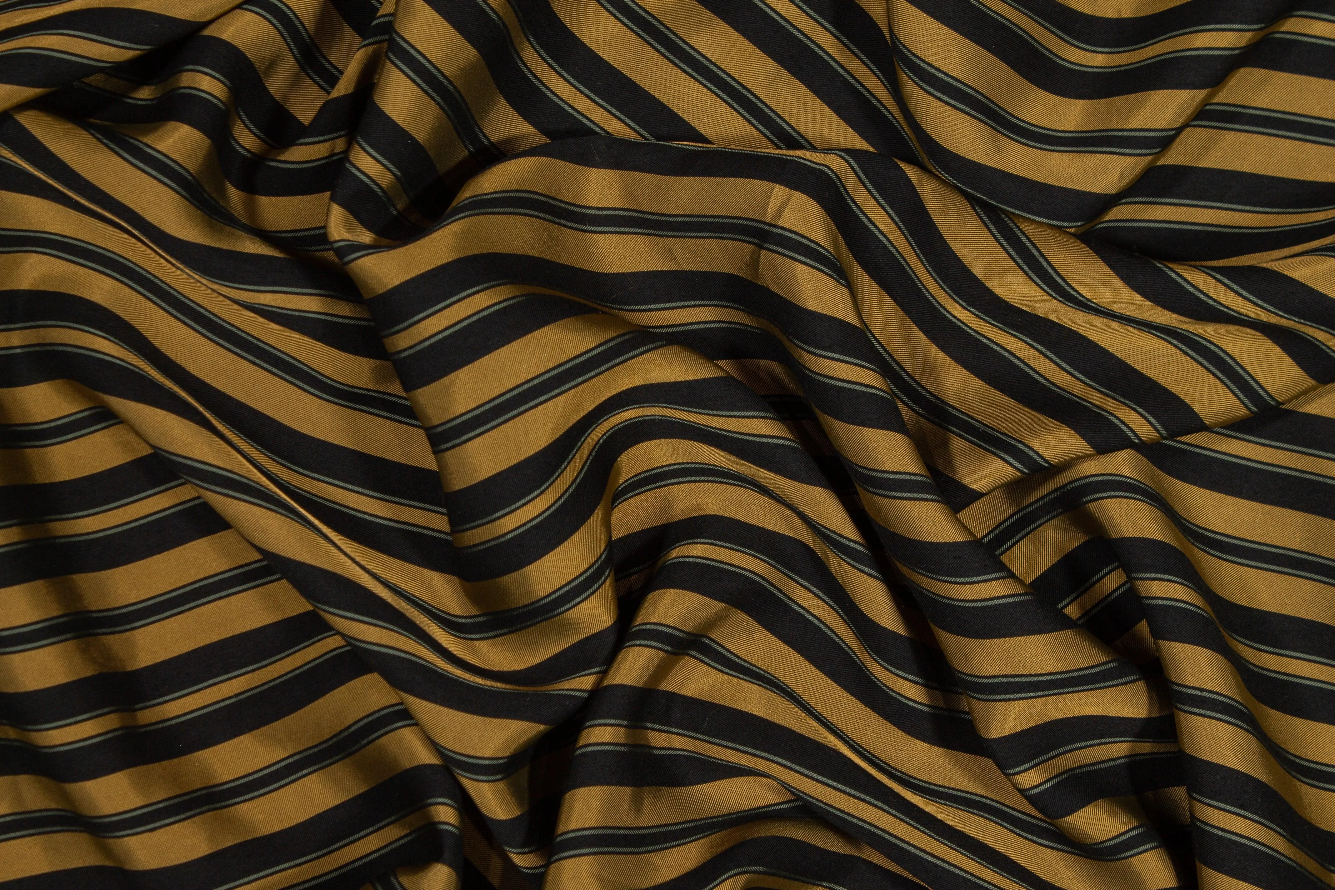 Brown and Black Striped Cotton Twill Shirting