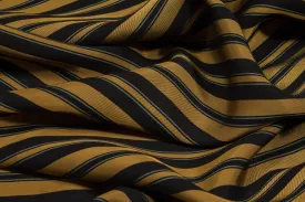 Brown and Black Striped Cotton Twill Shirting