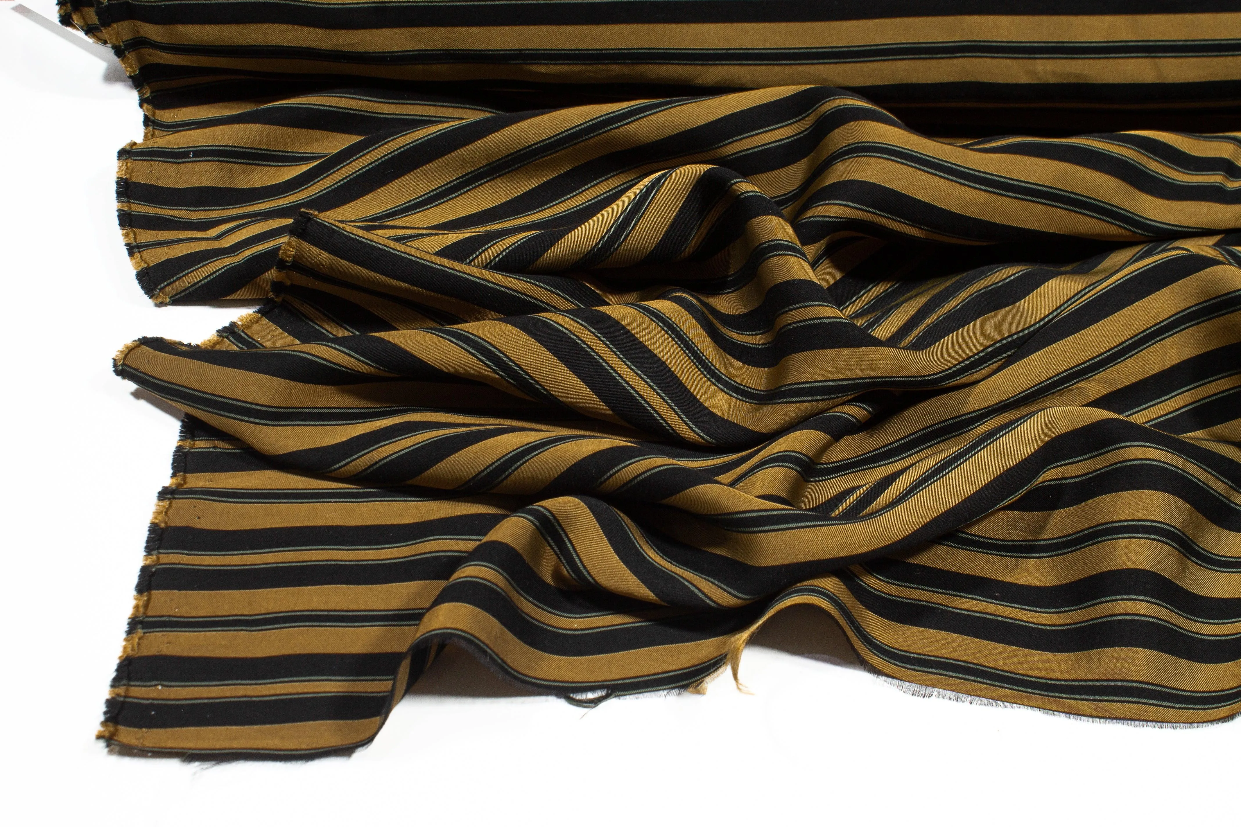 Brown and Black Striped Cotton Twill Shirting