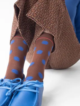 Brown and Blue Dot Socks