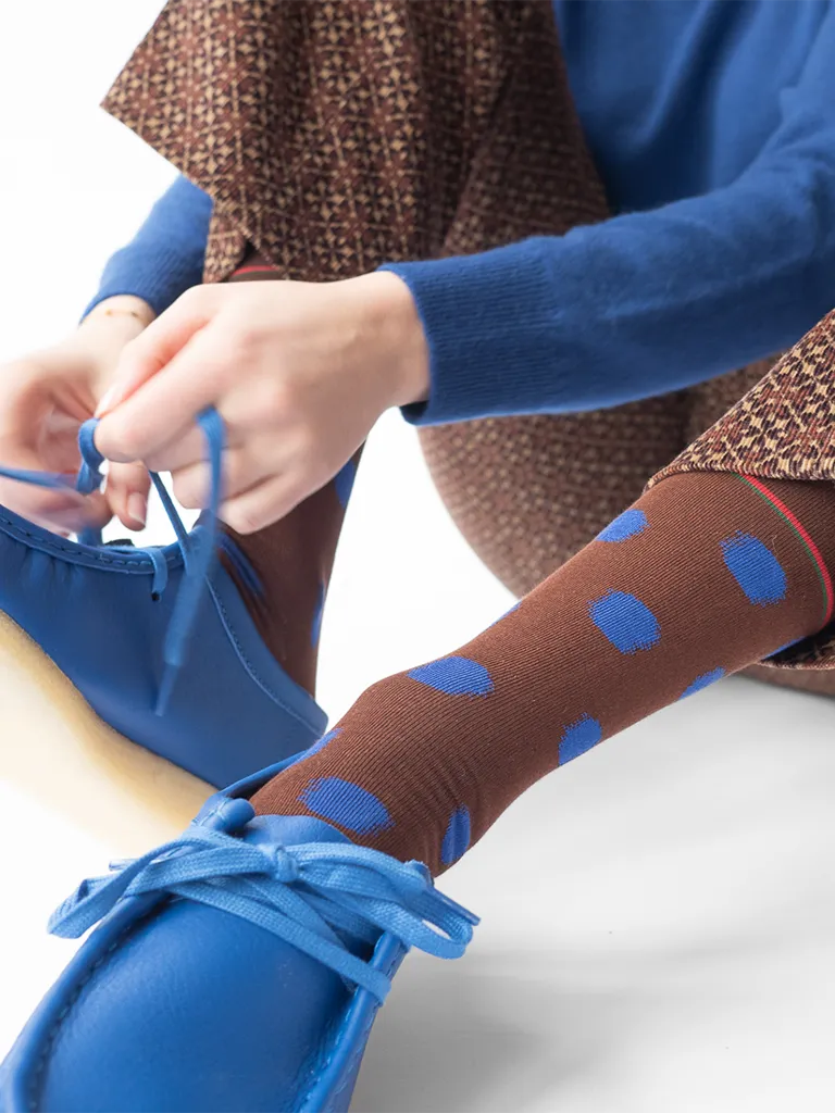 Brown and Blue Dot Socks