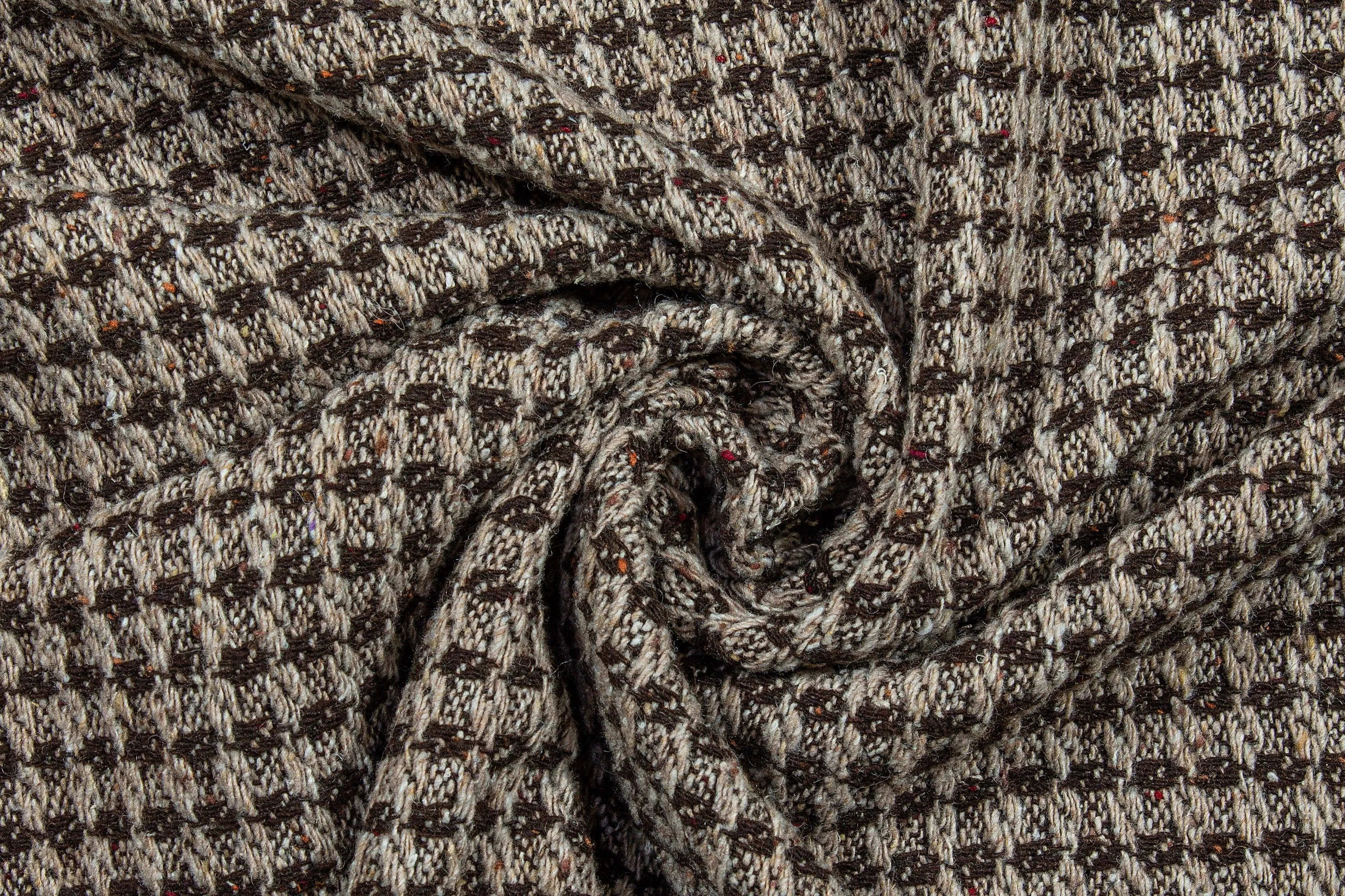 Brown Double Faced Wool Tweed Coating