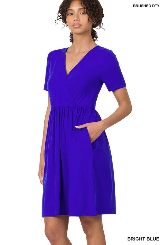 Brushed DTY Buttery Soft Fabric Surplice Dress