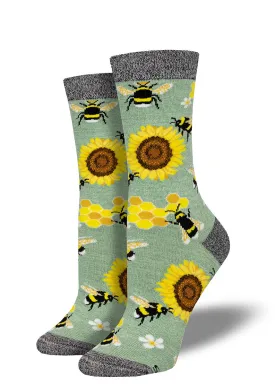 Bumblebees & Sunflowers Women's Bamboo Socks