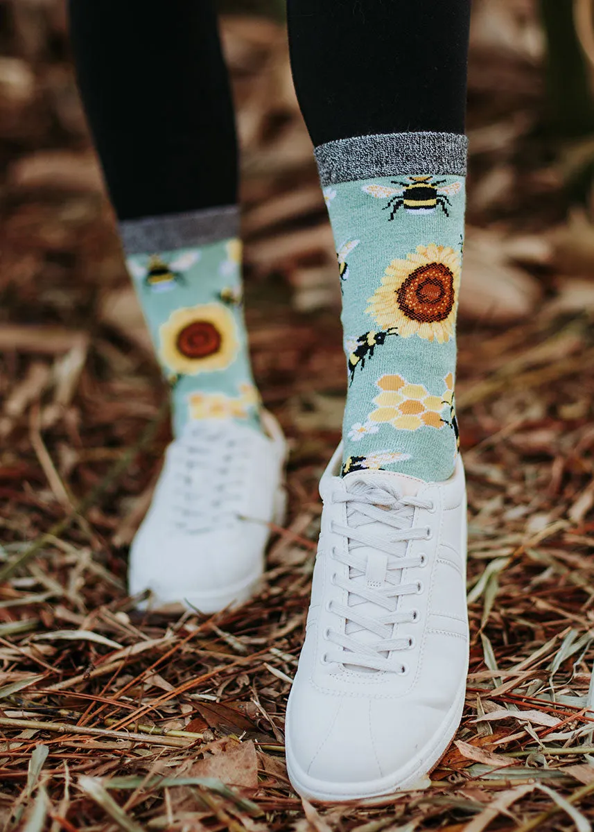 Bumblebees & Sunflowers Women's Bamboo Socks