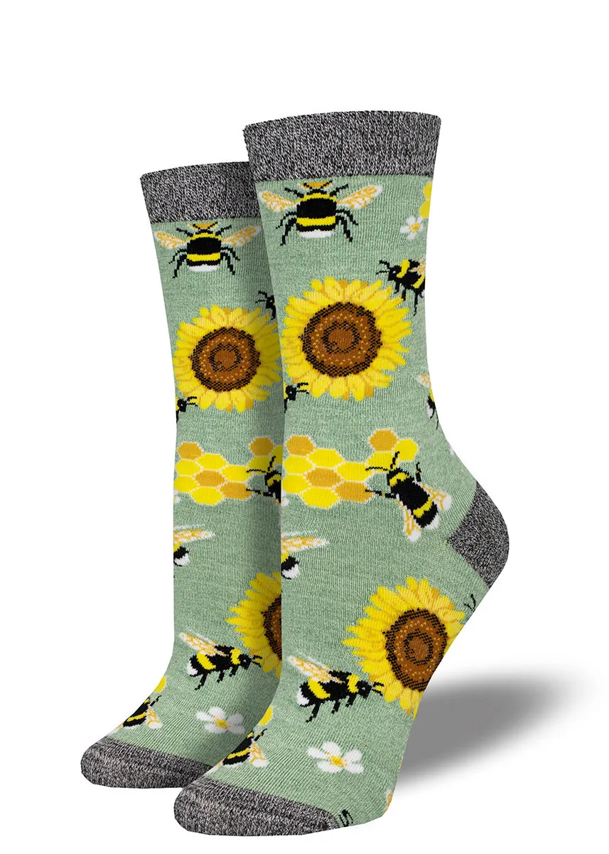 Bumblebees & Sunflowers Women's Bamboo Socks