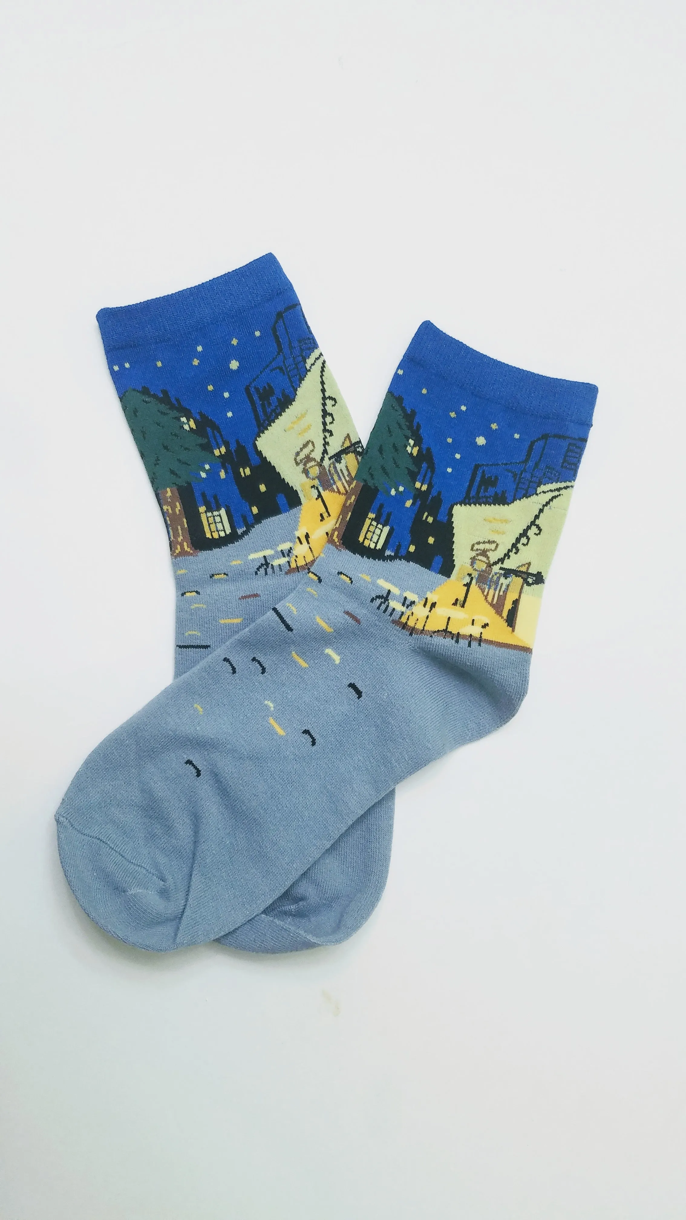 Café Terrace at Night by Vincent Van Gogh Low Crew Socks