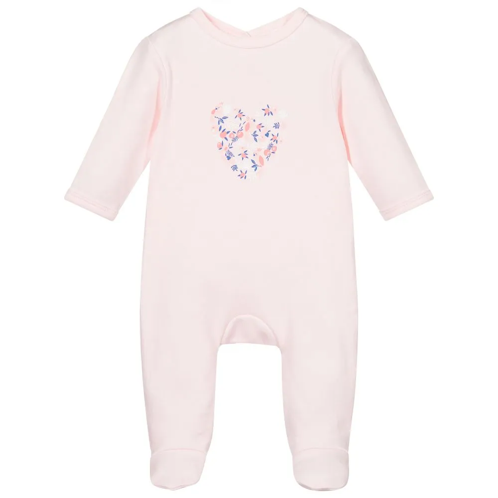 Carrement Beau Baby Heart Print Back Snap Footie For Newborn