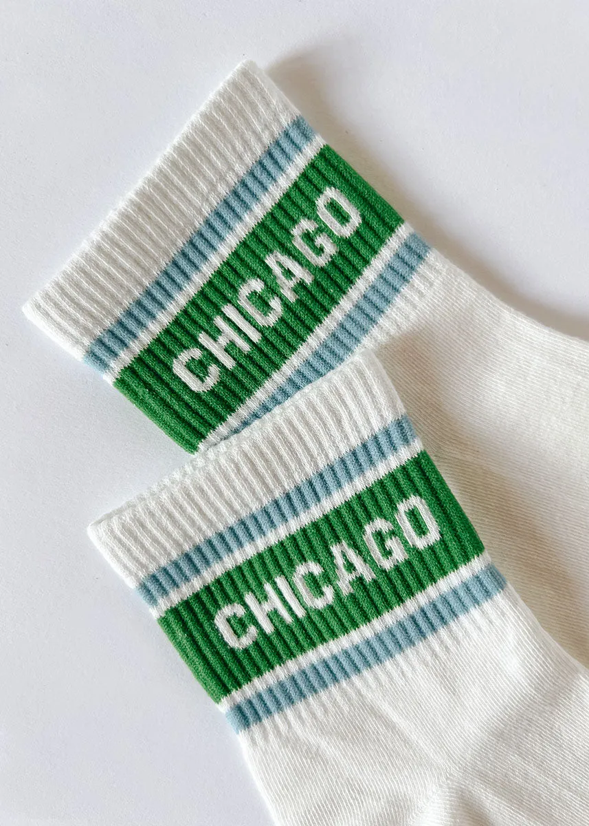 Chicago Triple Stripe Crew Sock - Green/Blue