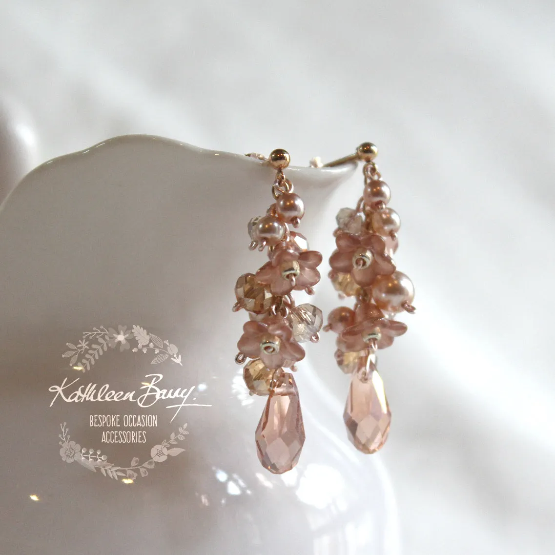 Christine earrings - Off-white or Blush Pink - Rose gold, pale gold or silver