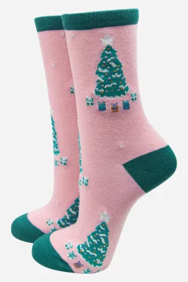 Christmas Tree Print Bamboo Socks