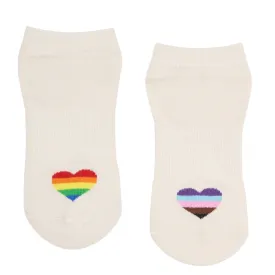 Classic Low Rise Grip Socks - Rainbow Heart (Barre / Pilates)