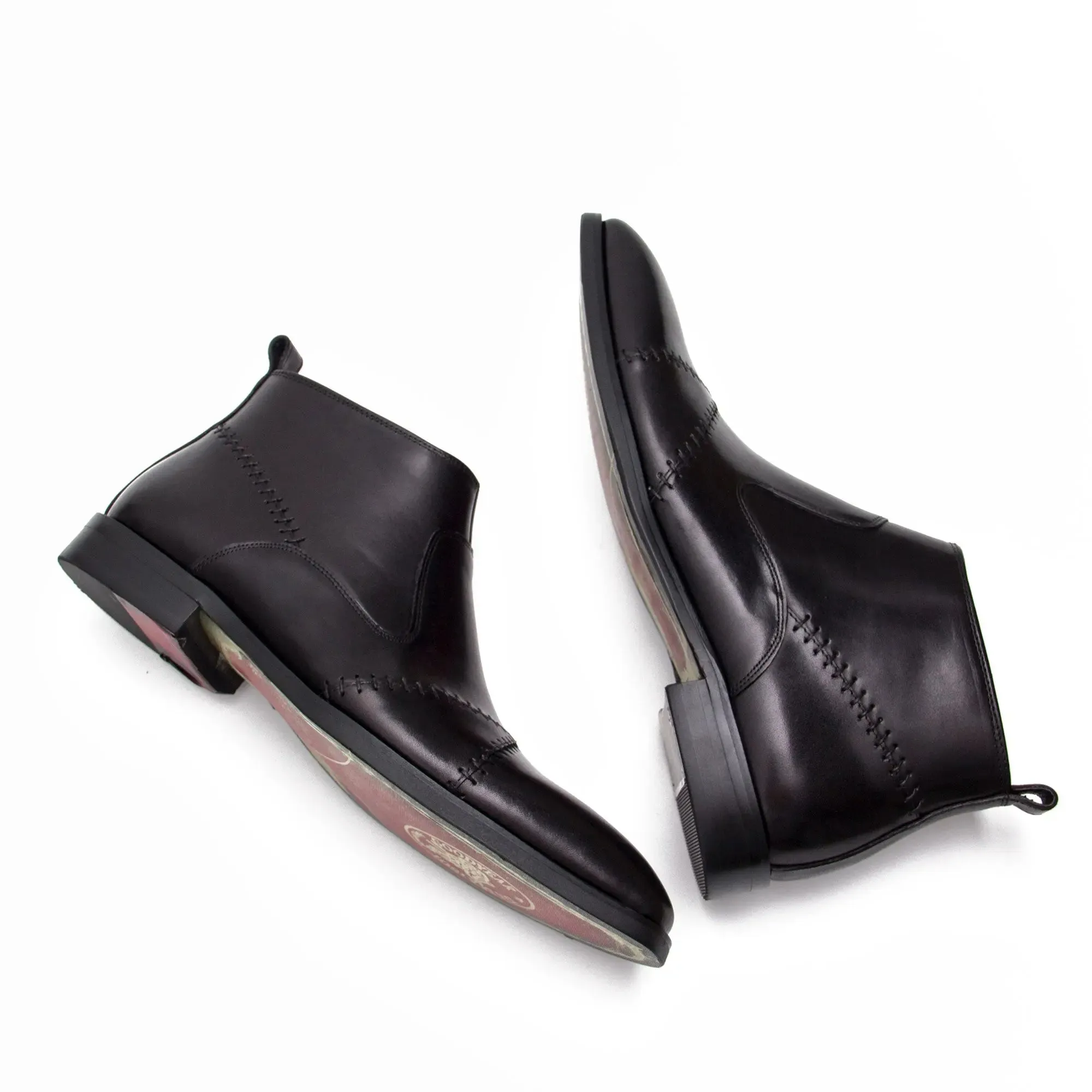 Classic Men's Leather Ankle Boots with Side Zipper