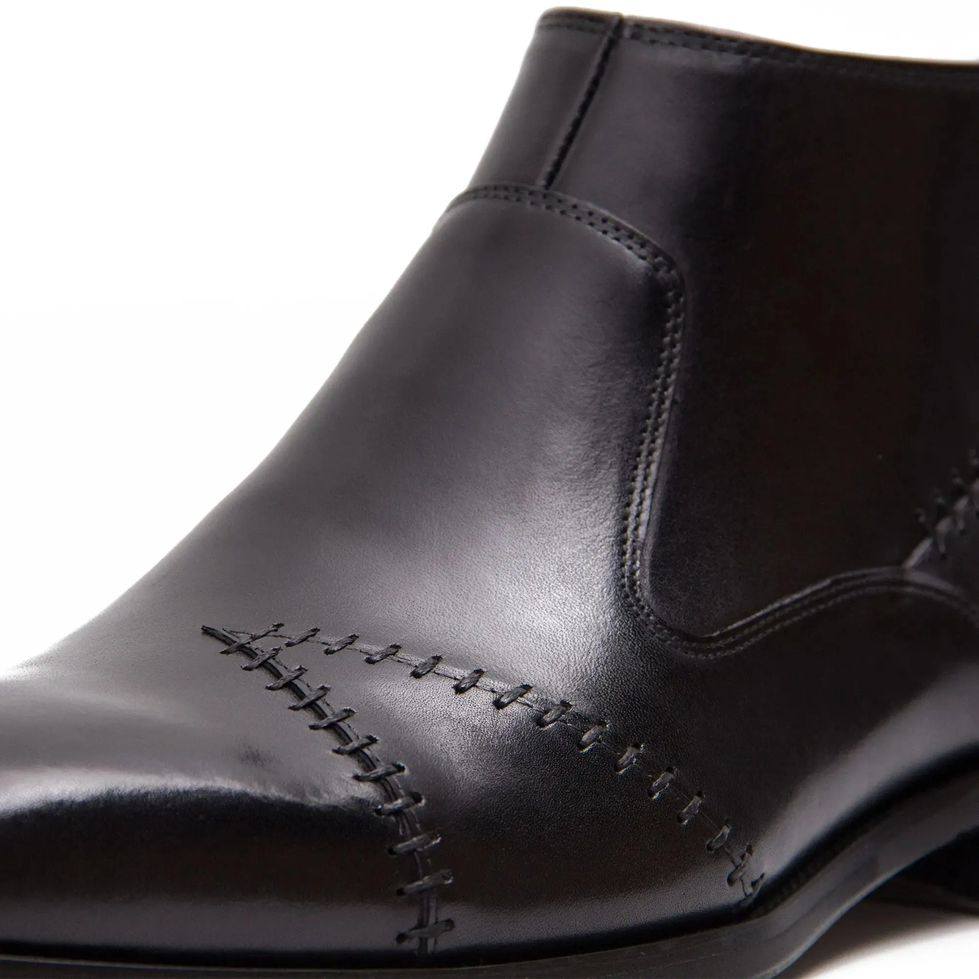 Classic Men's Leather Ankle Boots with Side Zipper