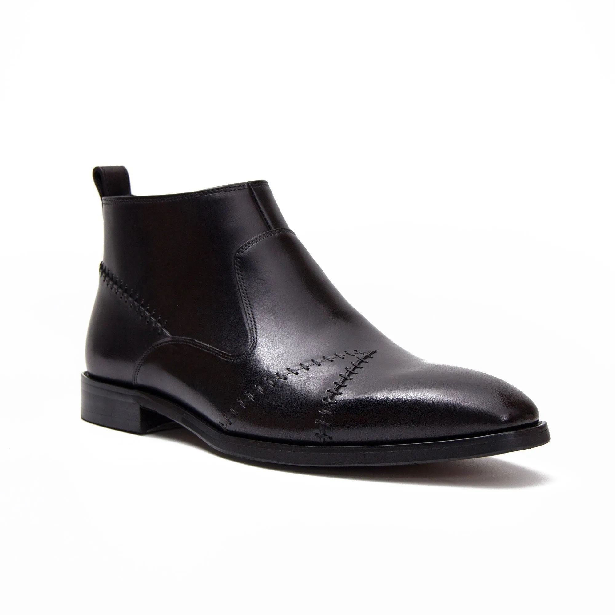 Classic Men's Leather Ankle Boots with Side Zipper