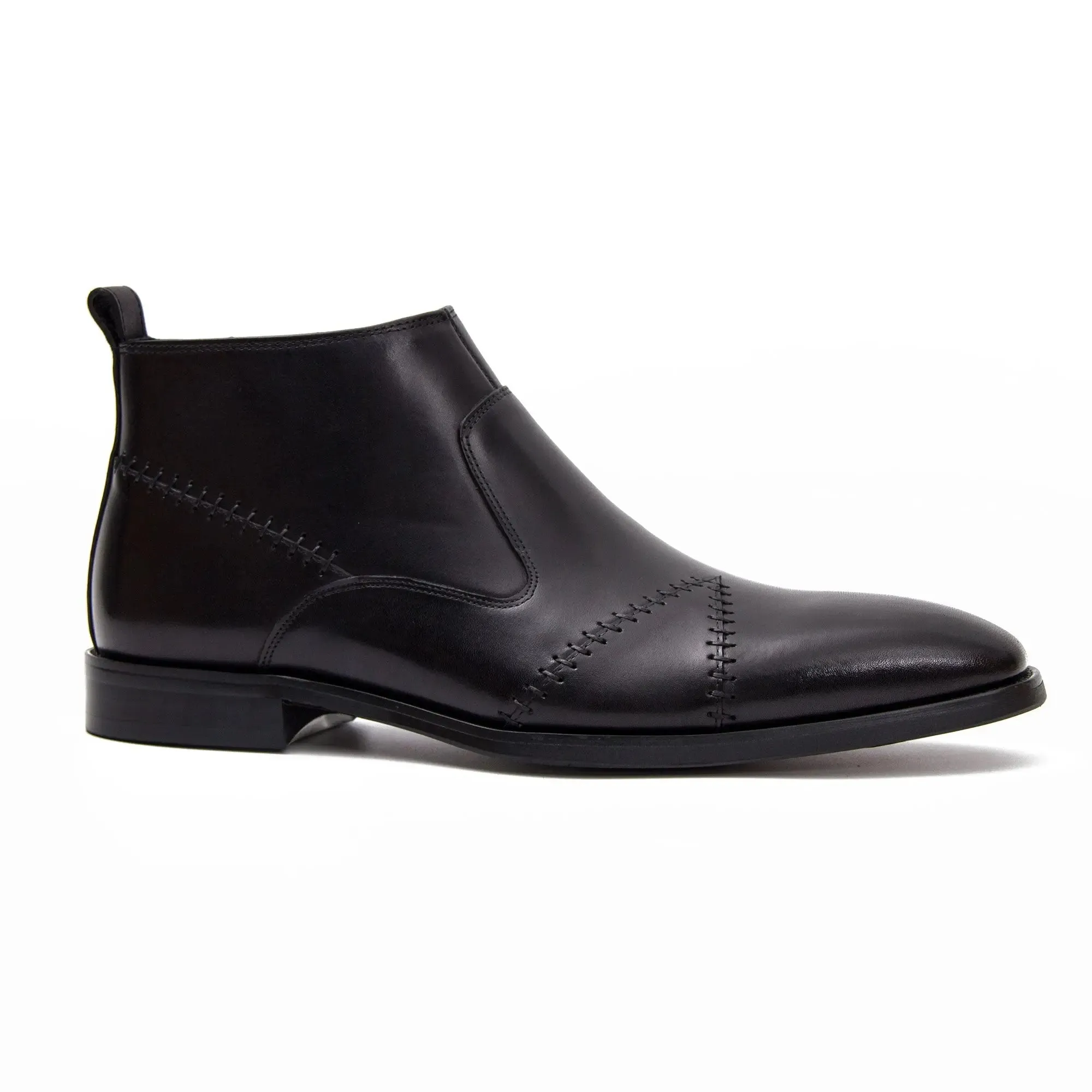 Classic Men's Leather Ankle Boots with Side Zipper