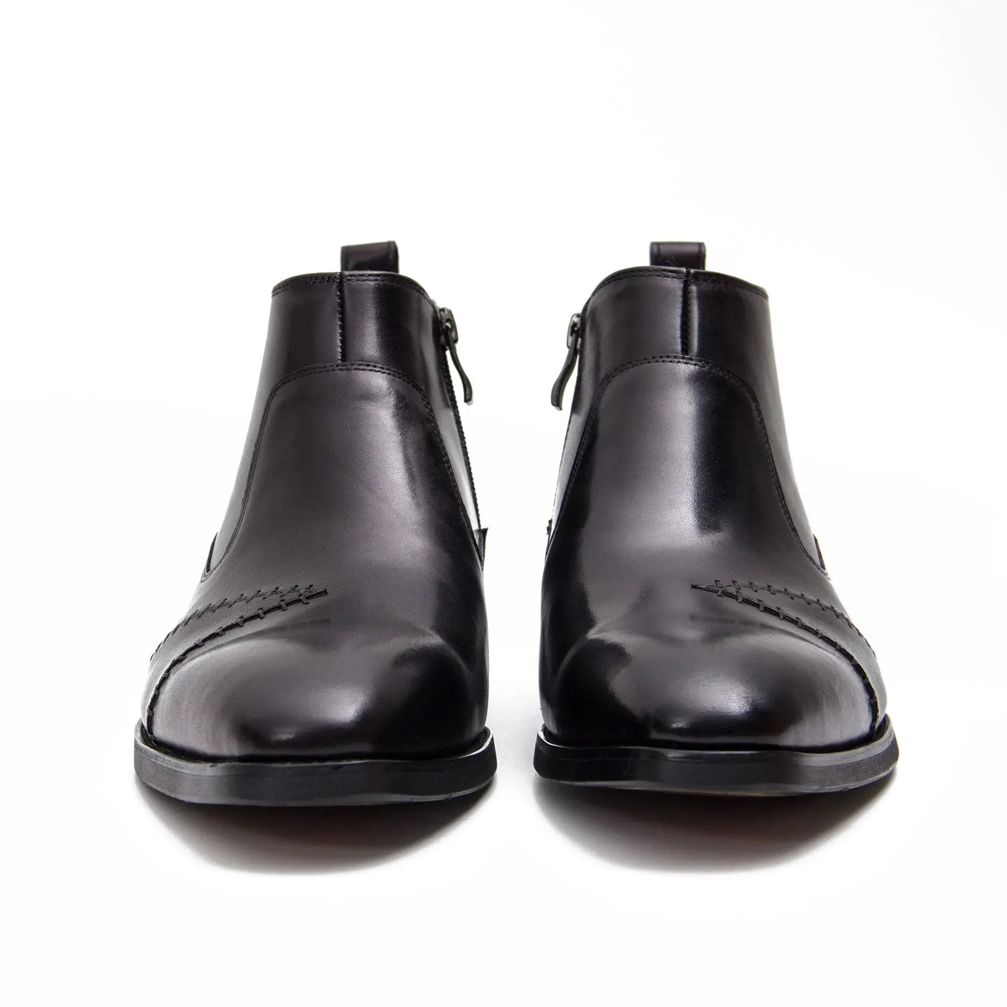 Classic Men's Leather Ankle Boots with Side Zipper