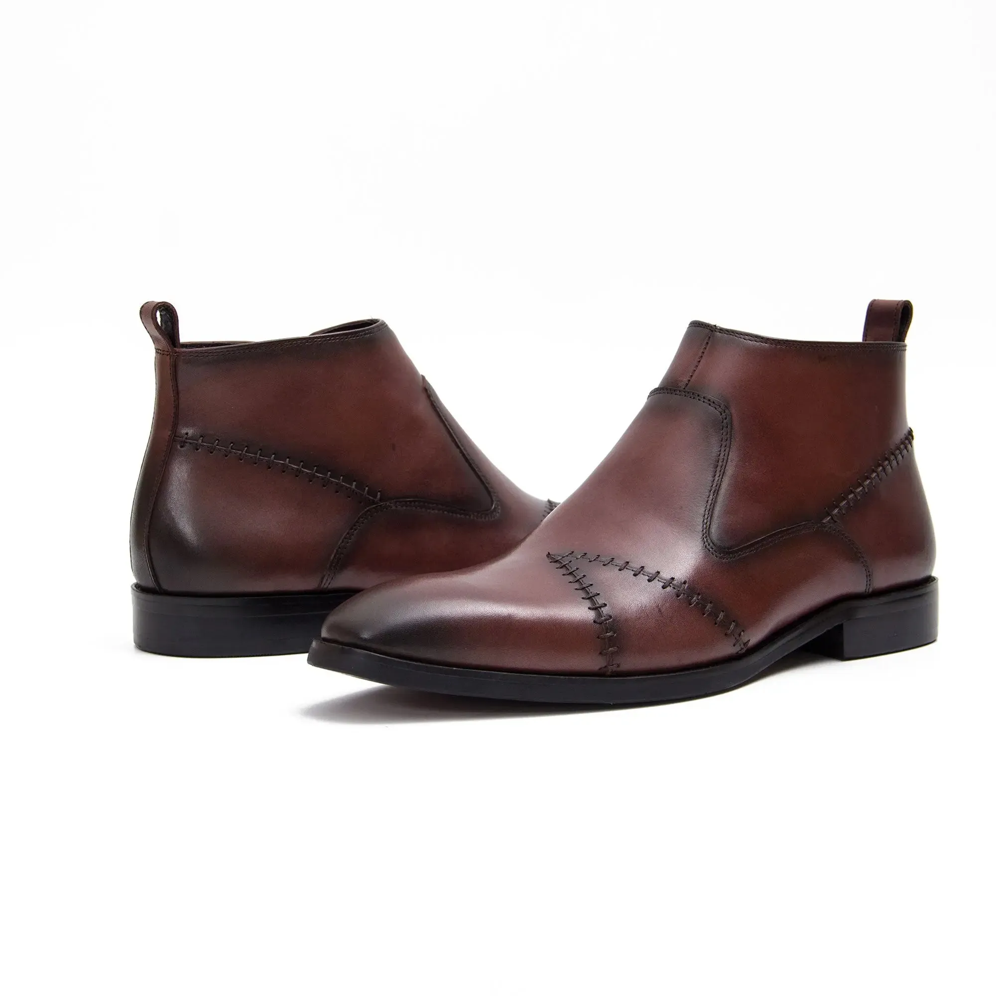 Classic Men's Leather Ankle Boots with Side Zipper