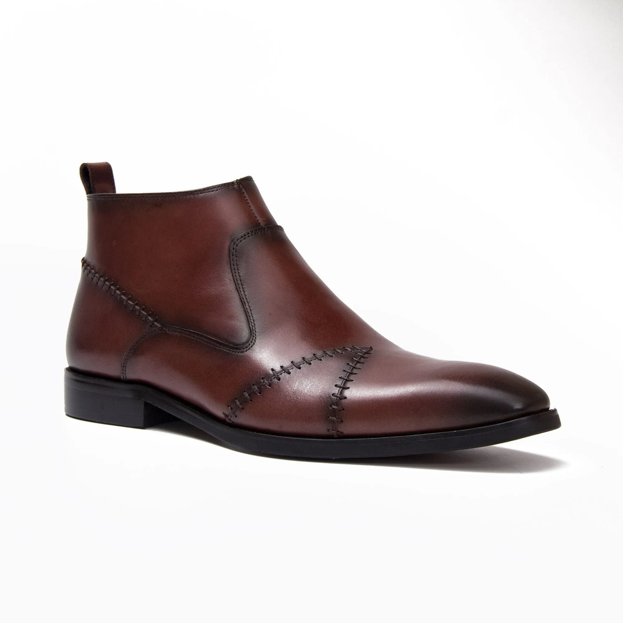 Classic Men's Leather Ankle Boots with Side Zipper