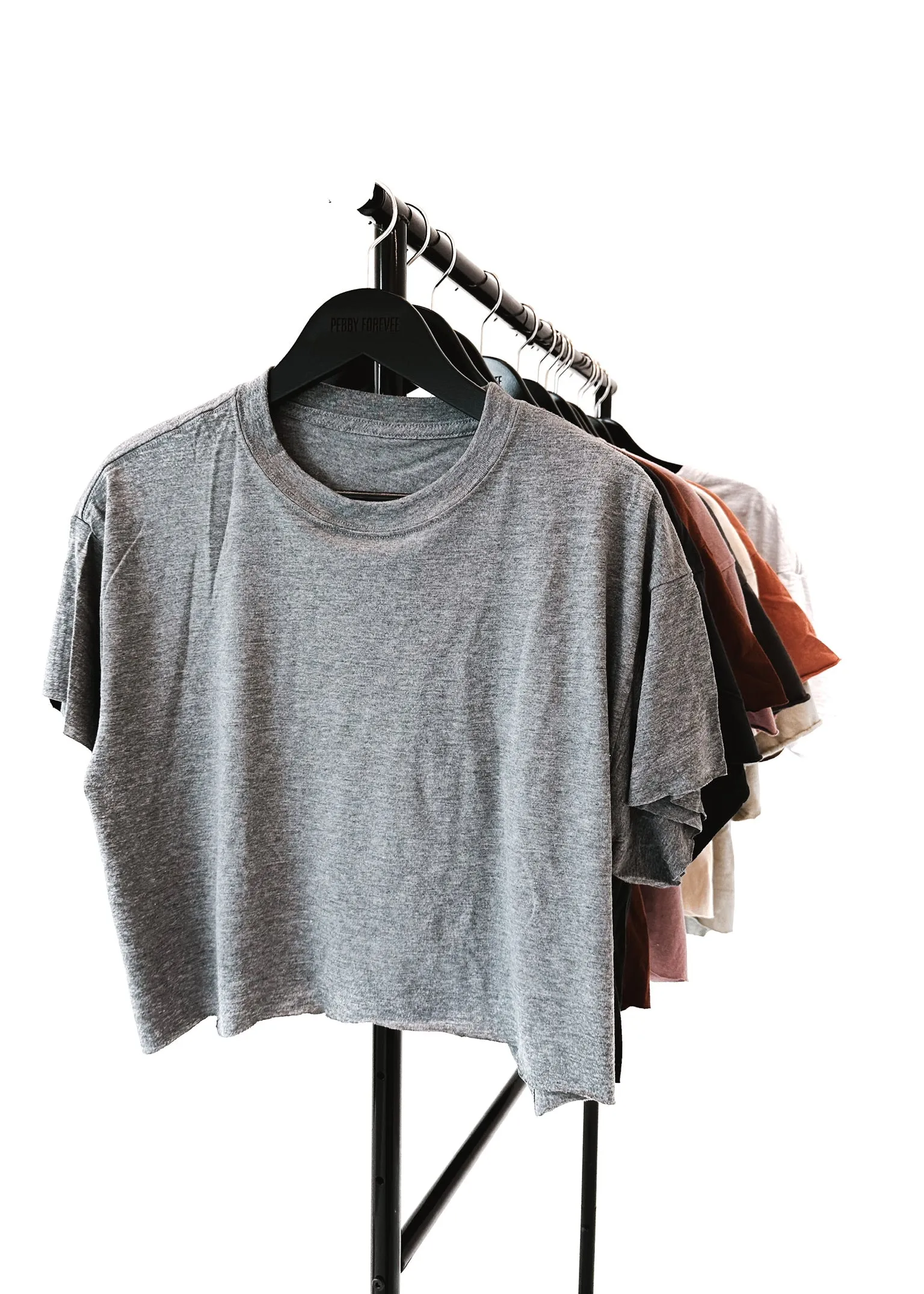 CROPPED PEBBY BASICS HEATHER GRAY TEE