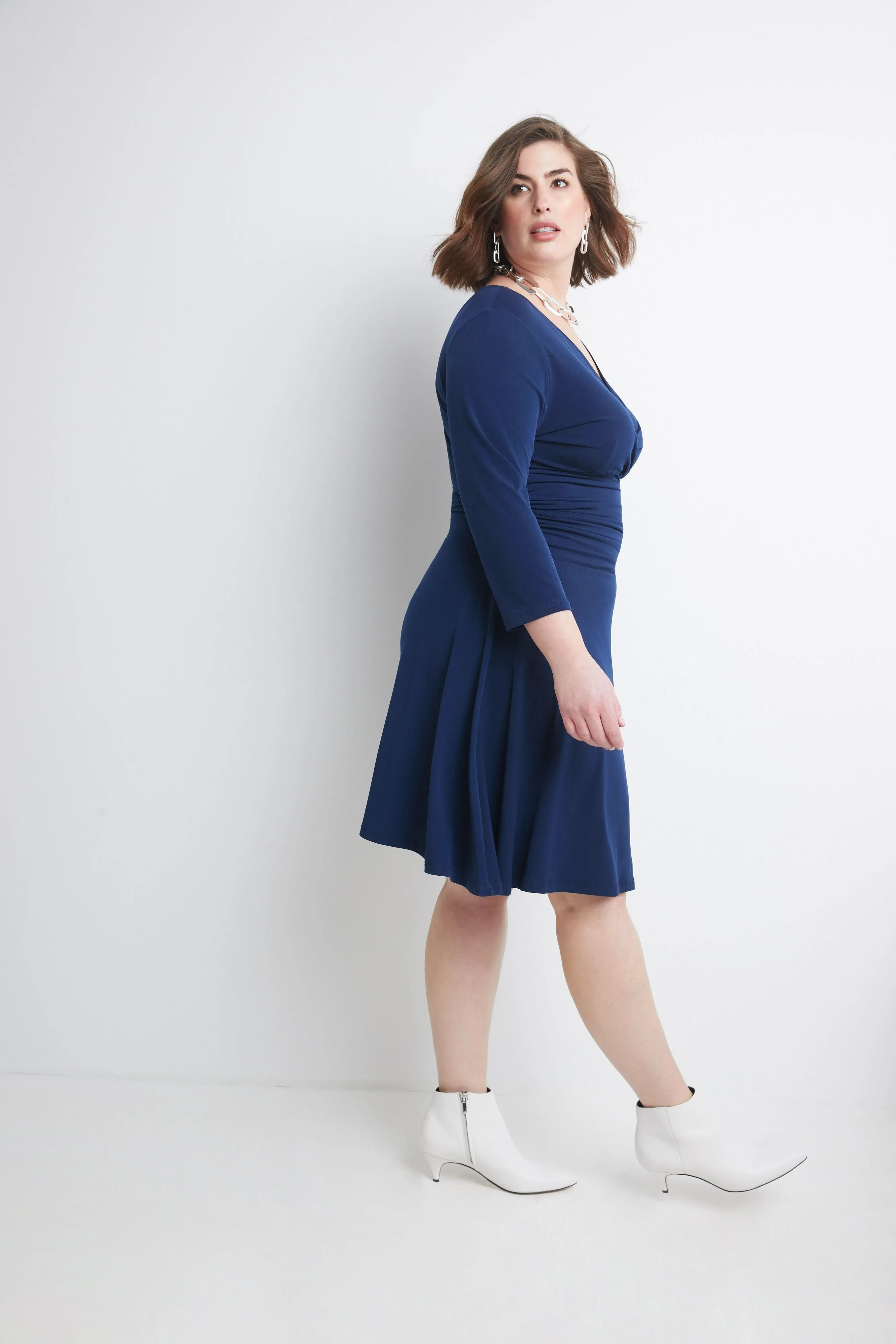 Curvy Form-Fitting Ruched Dress with Tummy Control