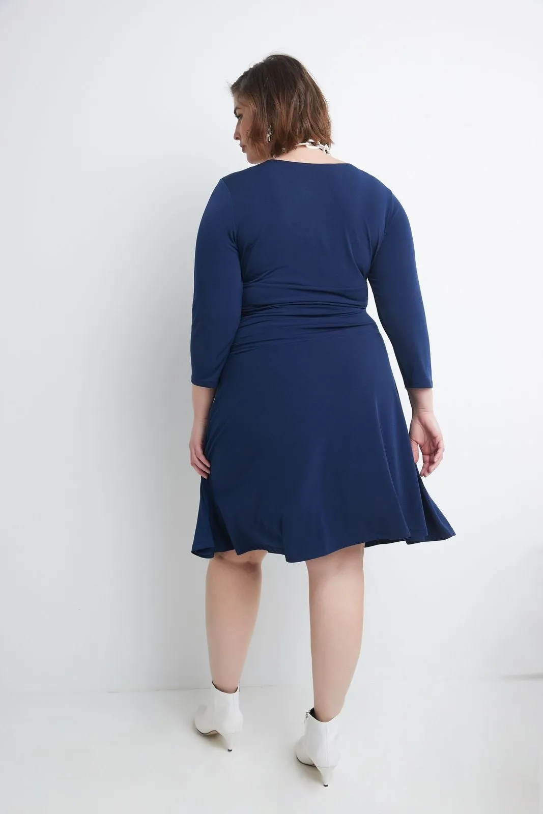 Curvy Form-Fitting Ruched Dress with Tummy Control