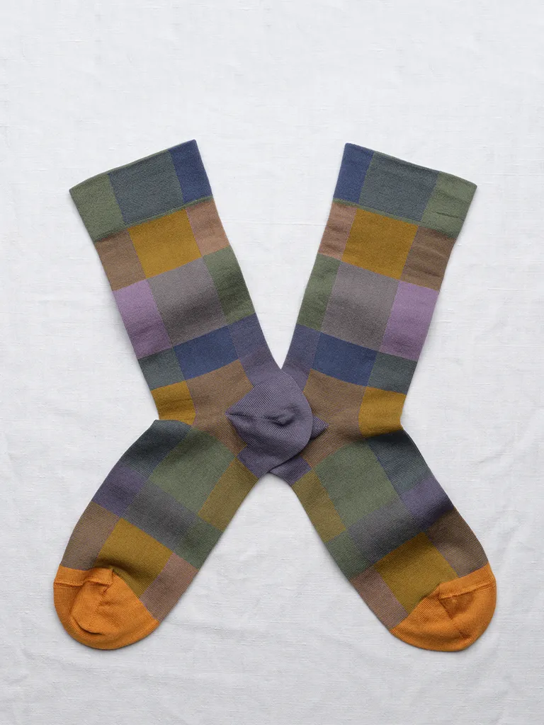 Dusty Fall Mix Plaid Socks