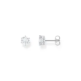 Ear studs with white zirconia in brilliant cut